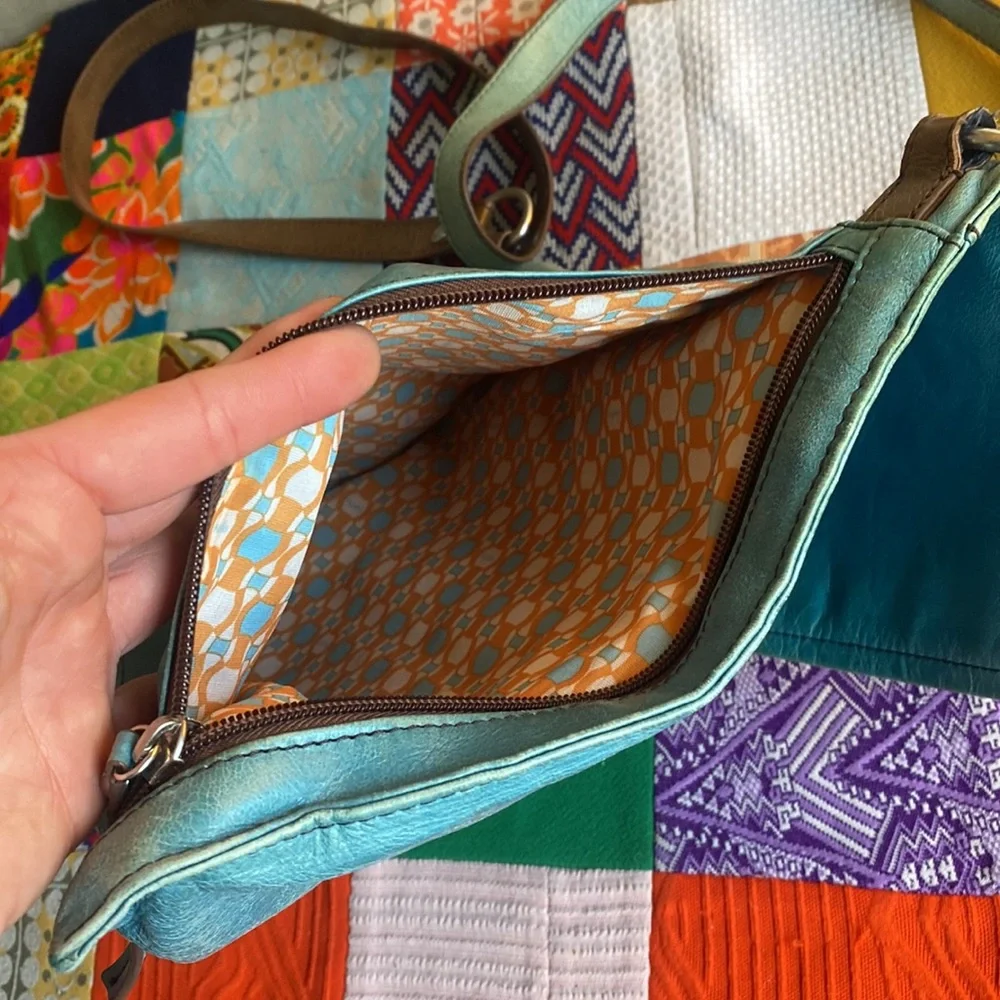 HOBO Teal Turquoise Leather Crossbody Bag